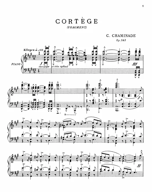First page of Cortège (fragment), Op.143