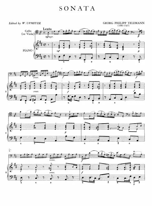 First page of Sonata for Cello and Continuo