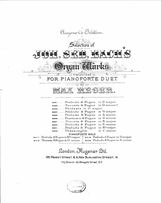 First page of Toccata and Fugue in D minor