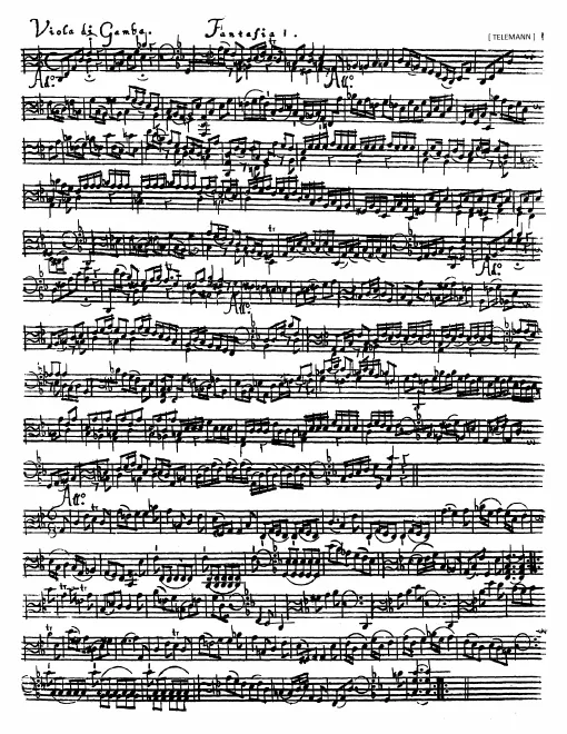 First page of 12 Fantasias for Viol without Bass