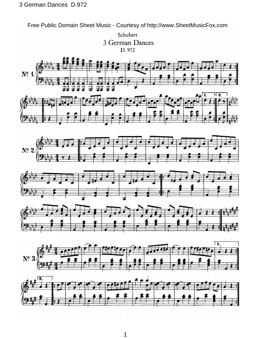 First page of German Dances, D.972
