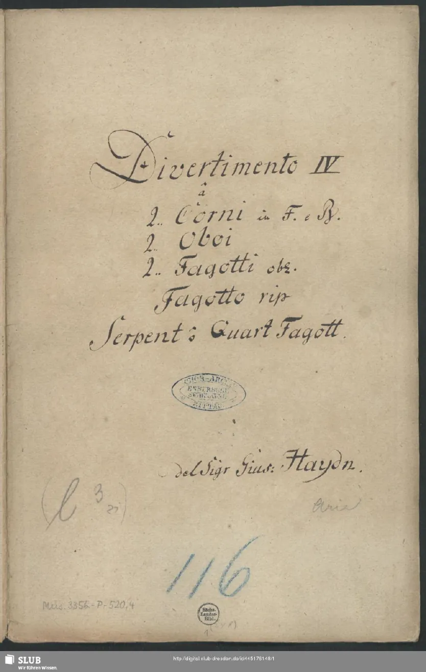 First page of Divertimento in F major