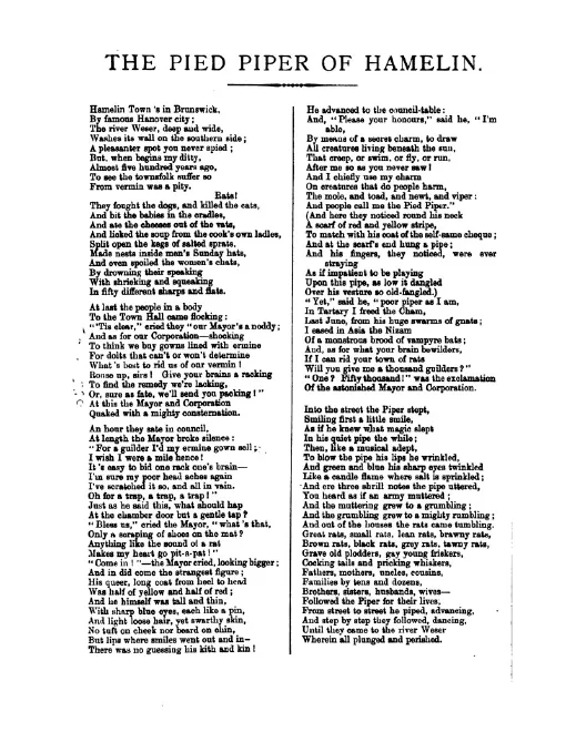 First page of The Pied Piper of Hamelin