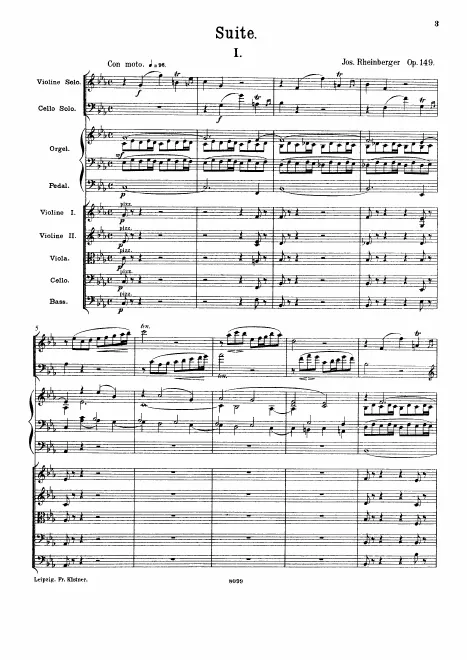 First page of Suite for Organ Trio and Strings
