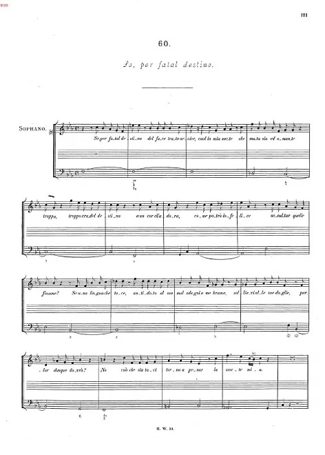 First page of Se per fatal destino, HWV 159