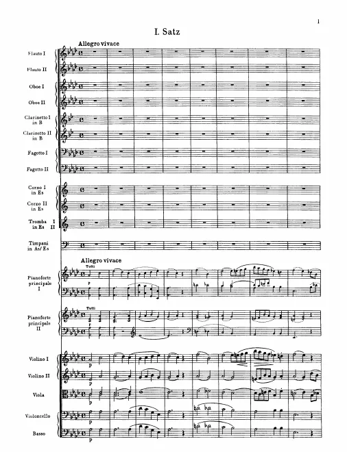 First page of Concerto for 2 Pianos in A major
