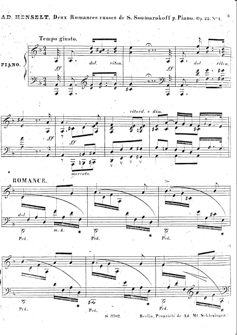 First page of 2 Romances Russes de Soumarokoff, Op.22