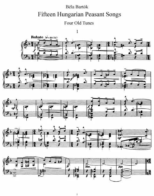 First page of 15 Hungarian Peasant Songs