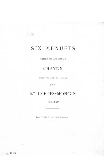 First page of 6 Menuets extraits des Symphonies d'Haydn