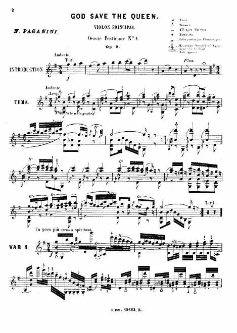 First page of Variations on 'God Save the King'