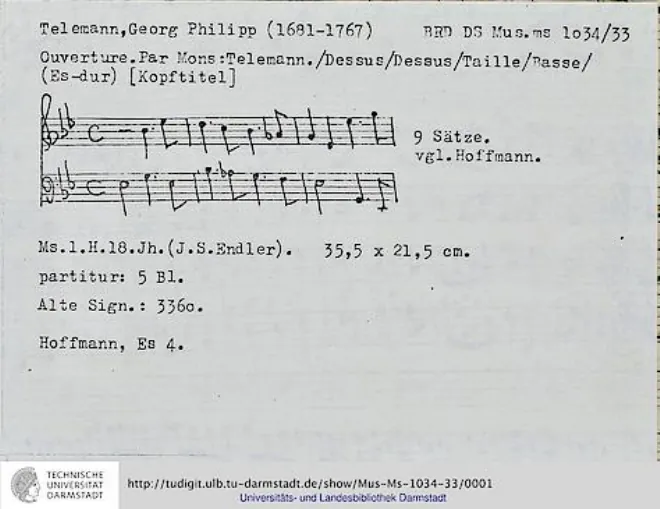 First page of Overture in E-flat major, TWV 32:A1