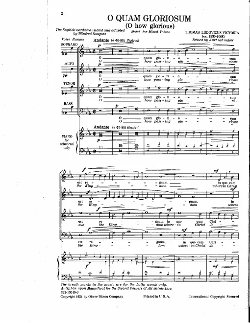 First page of O quam gloriosum est regnum