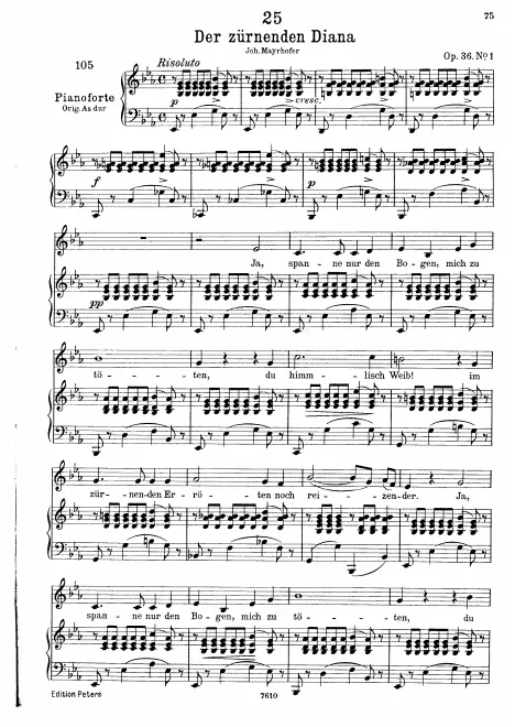 First page of Der zürnenden Diana