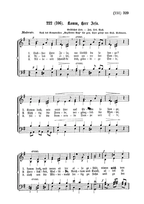 First page of Liebster Herr Jesu, wo bleibst du