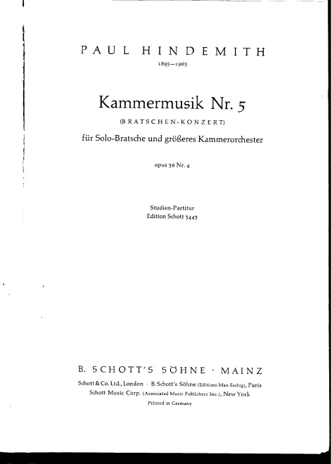 First page of Kammermusik No.5
