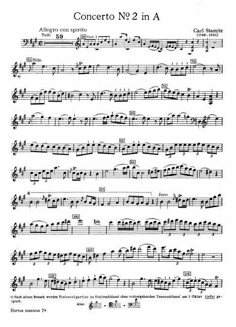 First page of Cello Concerto in A major