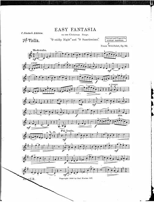 First page of Leichte Fantasie über die beiden Weihnachtslieder „Stille Nacht, heilige Nacht“ u. „O sanctissima“.