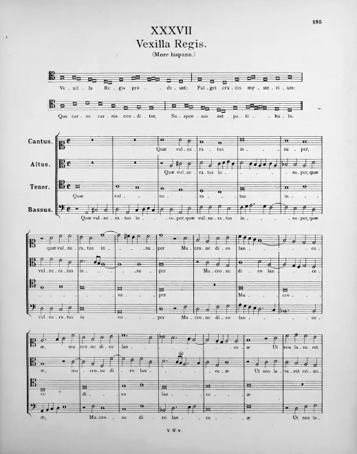 First page of Vexilla regis prodeunt (more hispano) for 6 voices