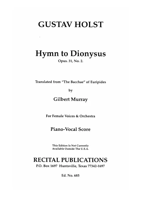 First page of Hymn to Dionysus