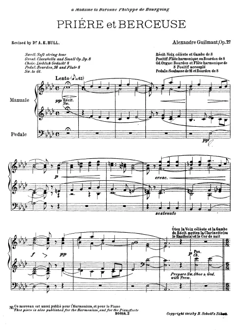 First page of Prière et berceuse, Op.27