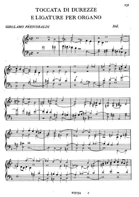 First page of Toccata di durezze e ligature per organo