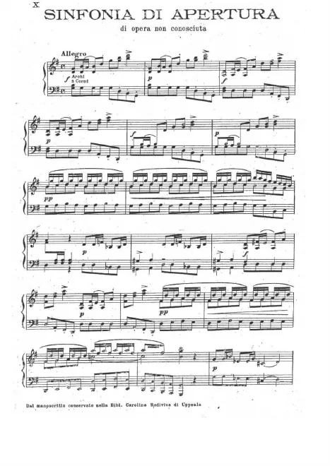 First page of Sinfonia da un'opera non conosciuta