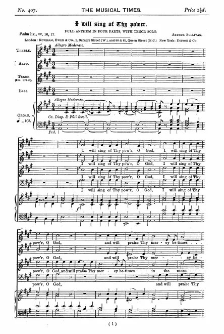 First page of I Will Sing of Thy Power