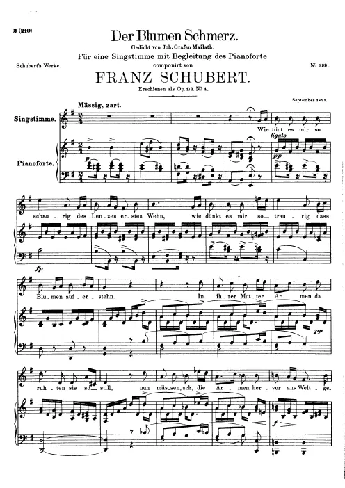 First page of Der Blumen Schmerz