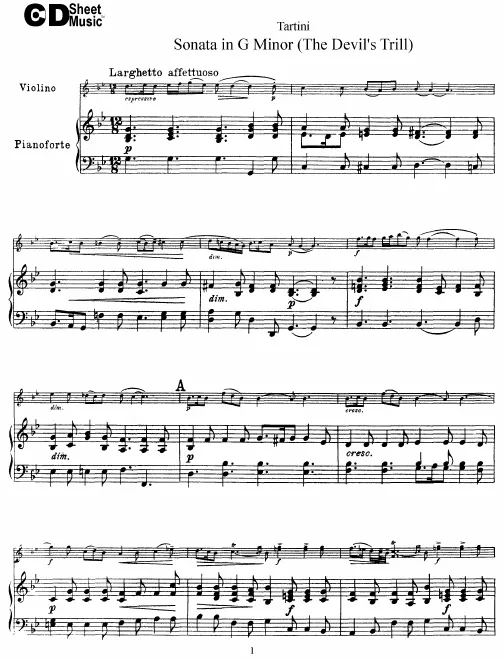 First page of Violin Sonata in G minor