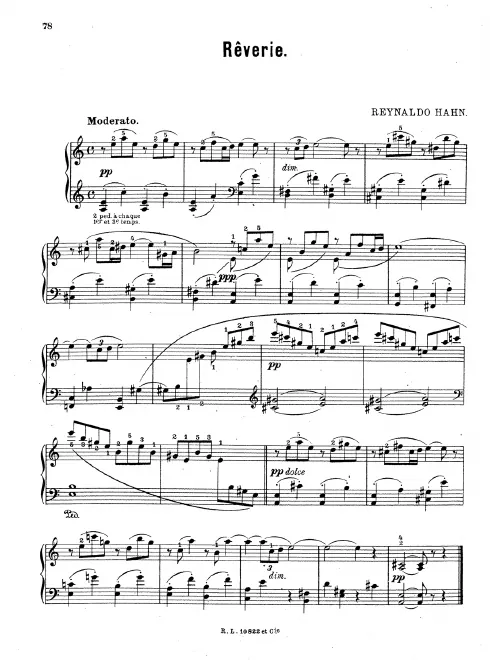 First page of Rêverie pour piano