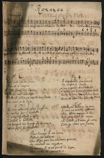 First page of 12 Variations on 'Colin a peine à seize ans'
