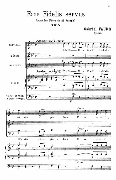 First page of Ecce fidelis servus