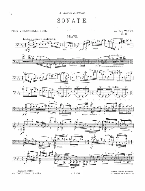 First page of Sonate en ut mineur pour violoncelle seul