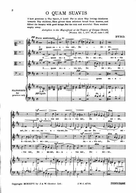 First page of O quam suavis