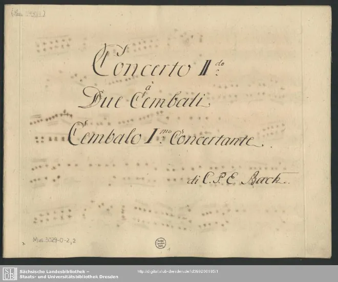 First page of Harpsichord Concerto in D major