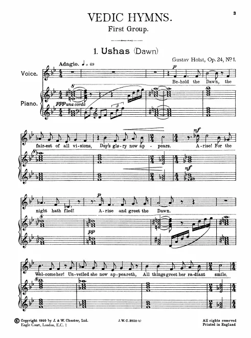 First page of Hymns from the Rig Veda