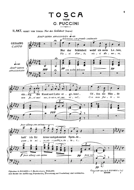 First page of Tosca