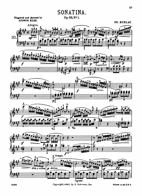 First page of Sonatina in A major