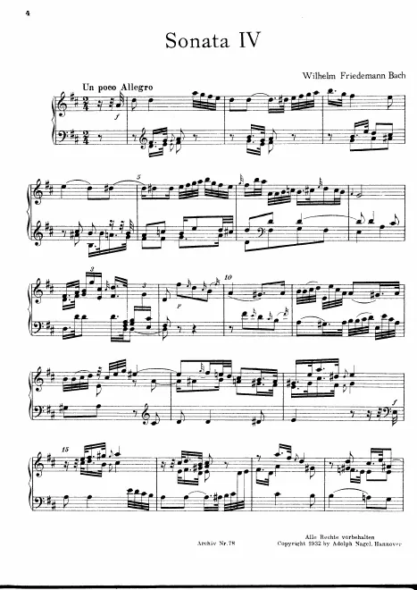 First page of Sonata in D major