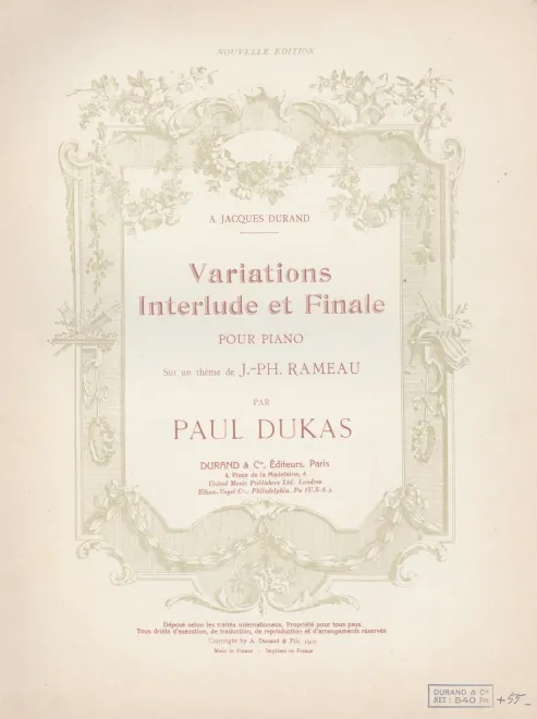 First page of Variations, interlude et final sur un thème de Rameau