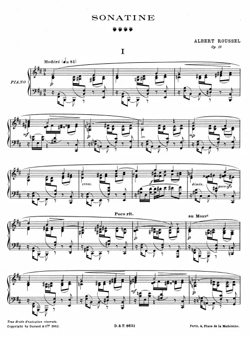 First page of Sonatine pour piano