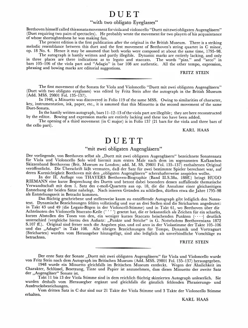 First page of Duet mit zwei obligaten Augengläsern
