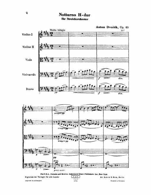 First page of Nocturne for String Orchestra