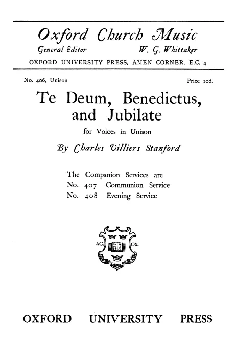 First page of Unison Service in D major