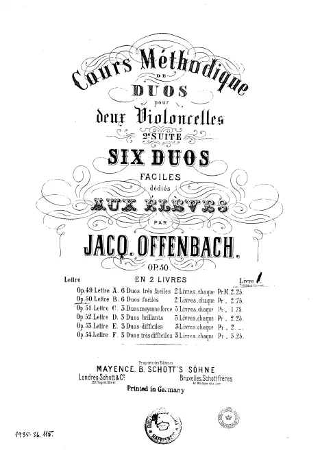 First page of Duos for 2 Cellos, Op.50