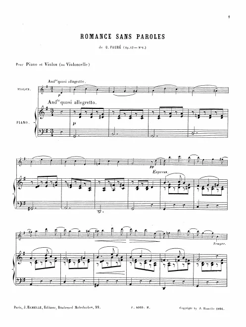 First page of 3 Romances sans paroles