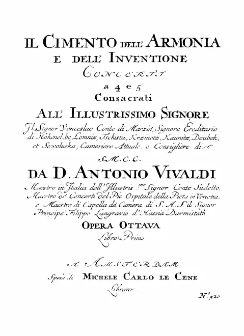 First page of Il cimento dell'armonia e dell'inventione