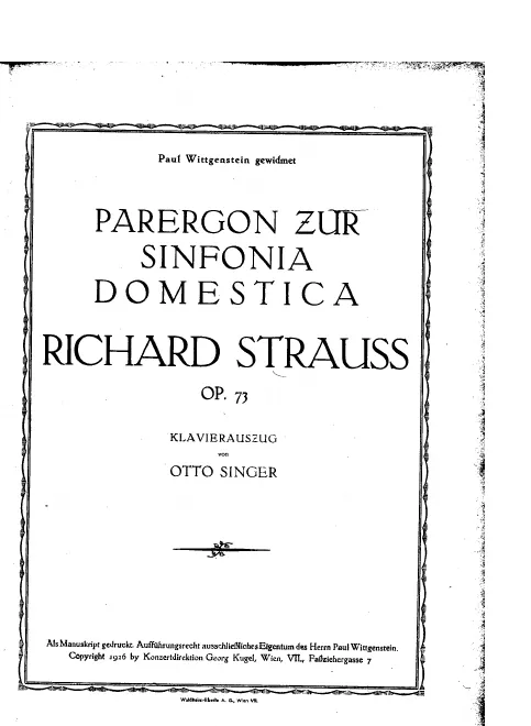 First page of Parergon zur Sinfonia Domestica for piano left hand and orchestra