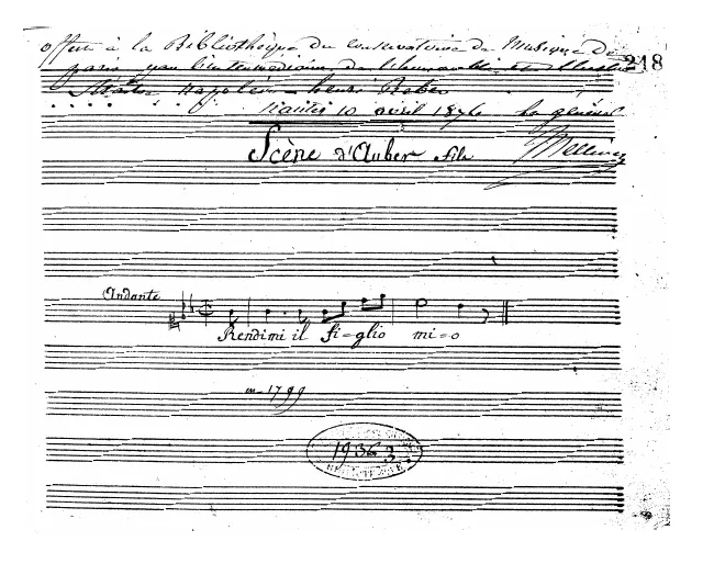 First page of Rendimi il figlio mio