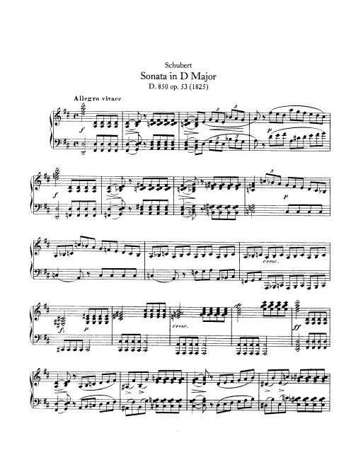 First page of Piano Sonata in D major, Gasteiner